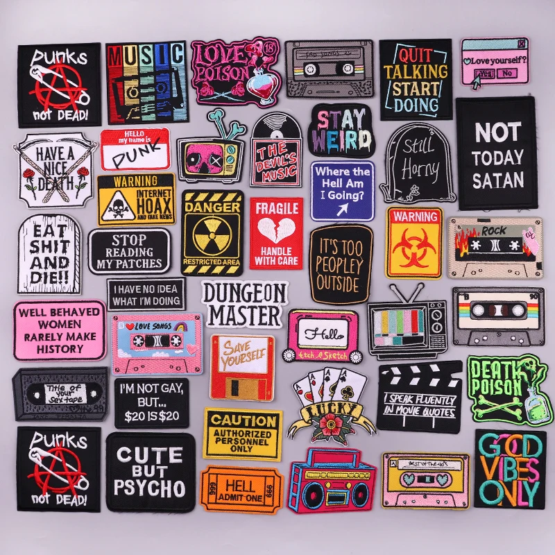 Cartoon/Punk Letter Embroidery Patch Sew Applique Iron On Patches For Clothing thermoadhesive Patches DIY Jacket Ironing Sticker