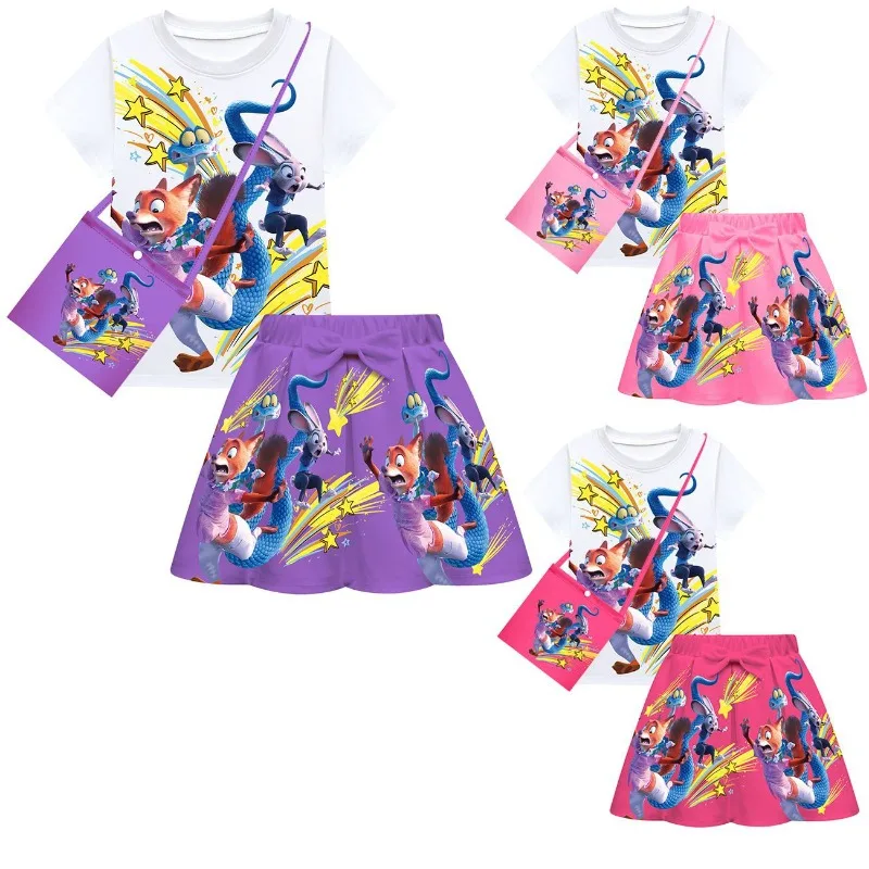 

Новый костюм для косплея по аниме «Зоотопия 2»: топ с коротким рукавом, юбка и сумка — комплект из трех предметов для тематических вечеринок и ролевых игр для девочек