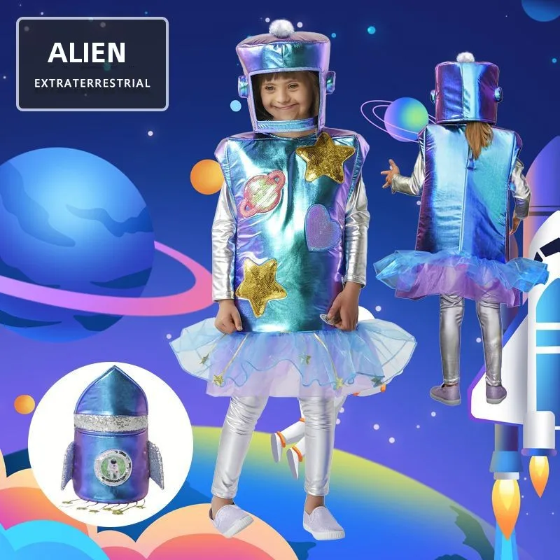 

Halloween Children's Role-playing Costume Spaceship Cosplay School Party Performance Outfit Unique Traditional Chinese Stage ...