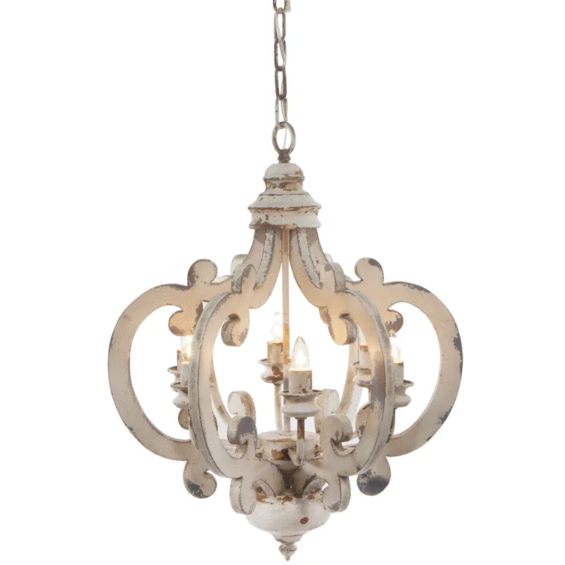 

French Home Export Retro Nostalgic Distressed Solid Wood Chandelier