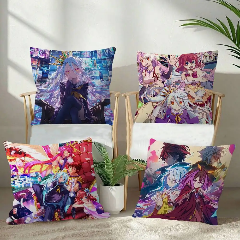Cushion Office Cushion Pillowcase Car Cushion Cover45X45CM Lumbar Pillowcase Sofa Pillowcover Anime N-NO G-GAME NO LIFE