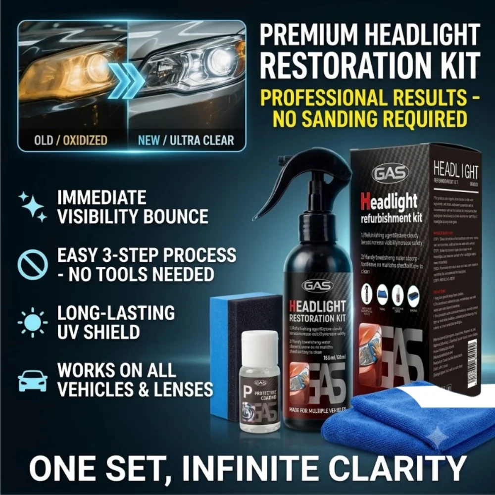 Carson Car Headlight Restoration Kit Cleaner Polish Repair Fluid Hydrophobic Coating Oxidized Yellow Scratch Remove