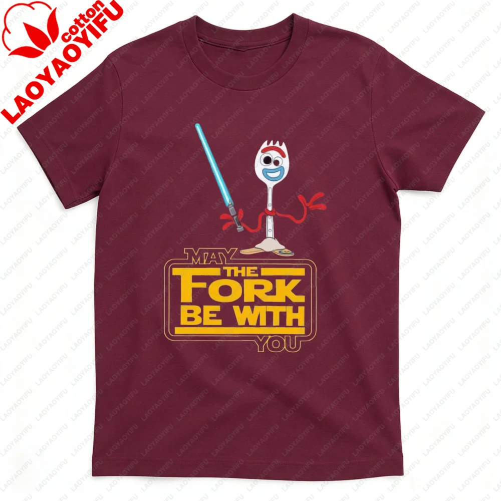 Möge die Gabel bei dir sein Forky Jedi Grafik-T-Shirt Lustiges Meme-Print-Shirt für Männer und Frauen Unisex Mode Rundhals-Baumwoll-T-Shirt – Detail 7