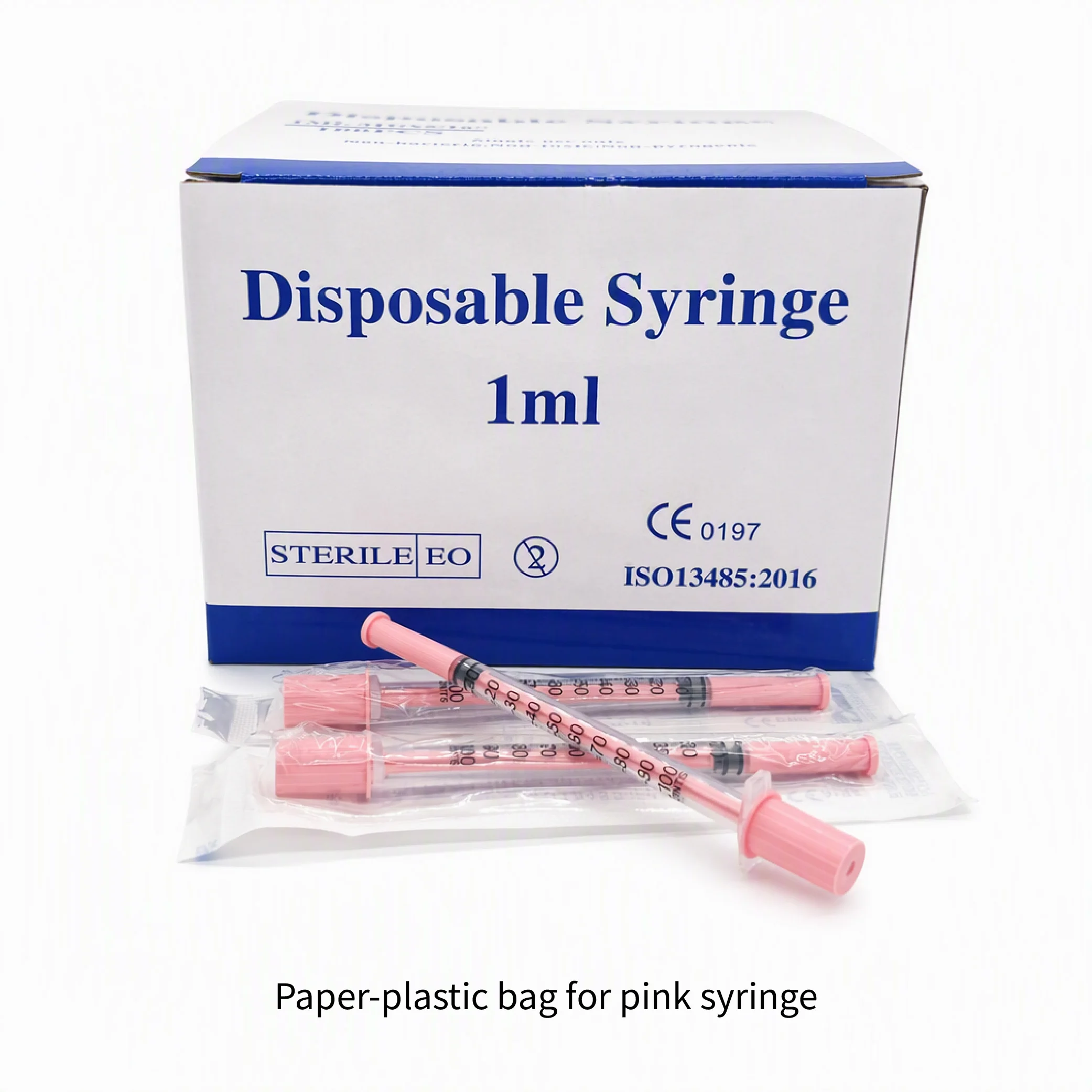 1ml Orange/Pink Disposable Sterile 31G 8mm Insulin Syringe with 5/16 inch Needles Individual Wrap for Lab Pets Veterinary 100pcs