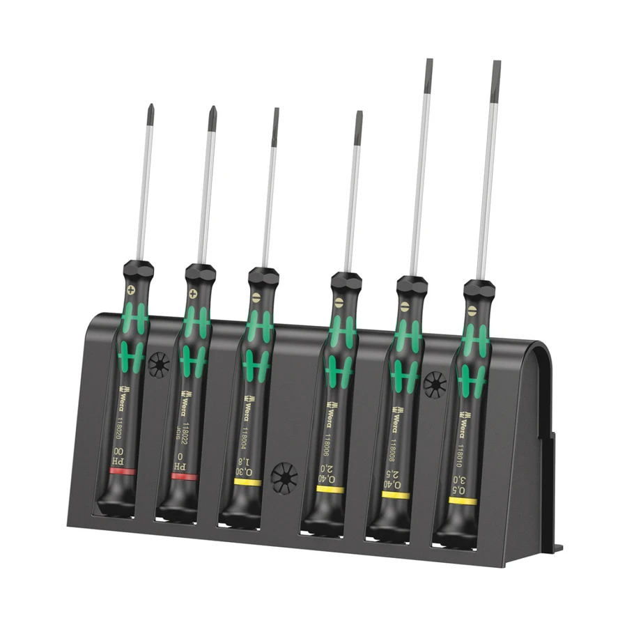 

WERA 6 PCS Precision Screwdriver Set with Rack for Electronic Application Slotted and Phillips Screwdrivers 2035/6 A 05118150001