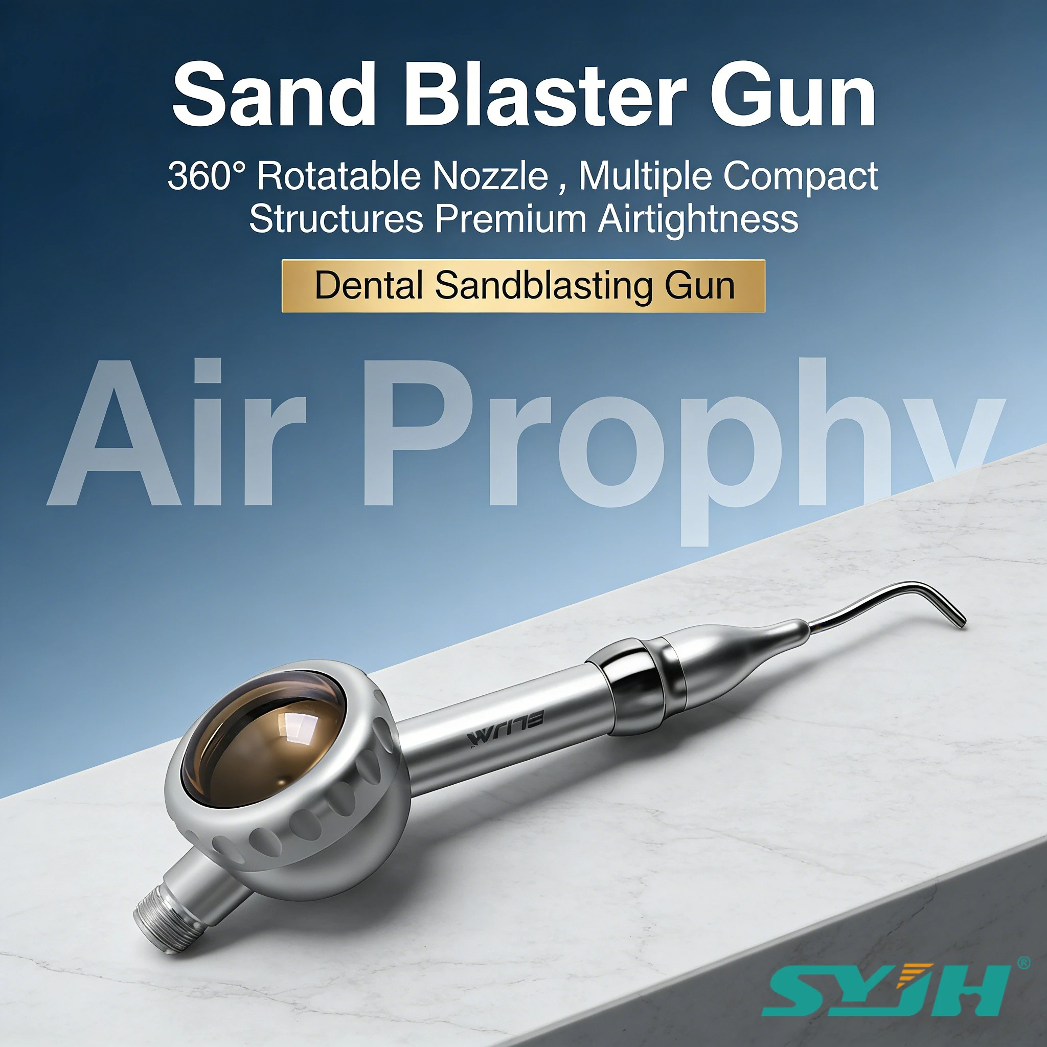 

2/4 Holes Dental Sandblasting Gun with 360° Rotatable Nozzle Multiple Compact Structures Airtightness Air Prophy Dentist Unit
