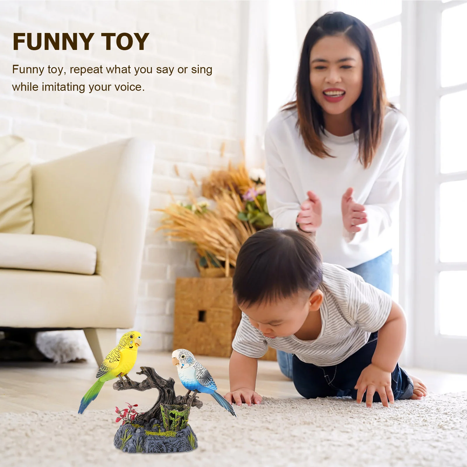 Parrot Voice Control Recording Bird Electric Talking Early Learning Abs Desktop Decoration Good Helper Child