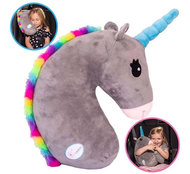 Almohada de unicornio de dibujos animados, funda para cinturón de seguridad de coche con relleno de animales, juguetes de peluche, almohada suave para niños, cojín de cintura, hombrera de seguridad