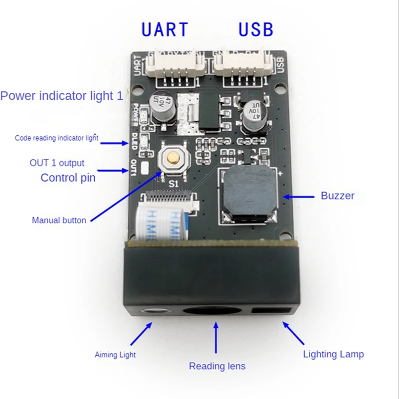 GM865 1D 2D Barcode Scanner USB TTL Bar Code Reader QR Code Module CMOS with Cable for Bus Supermarket ,Distant Lens-DTA9