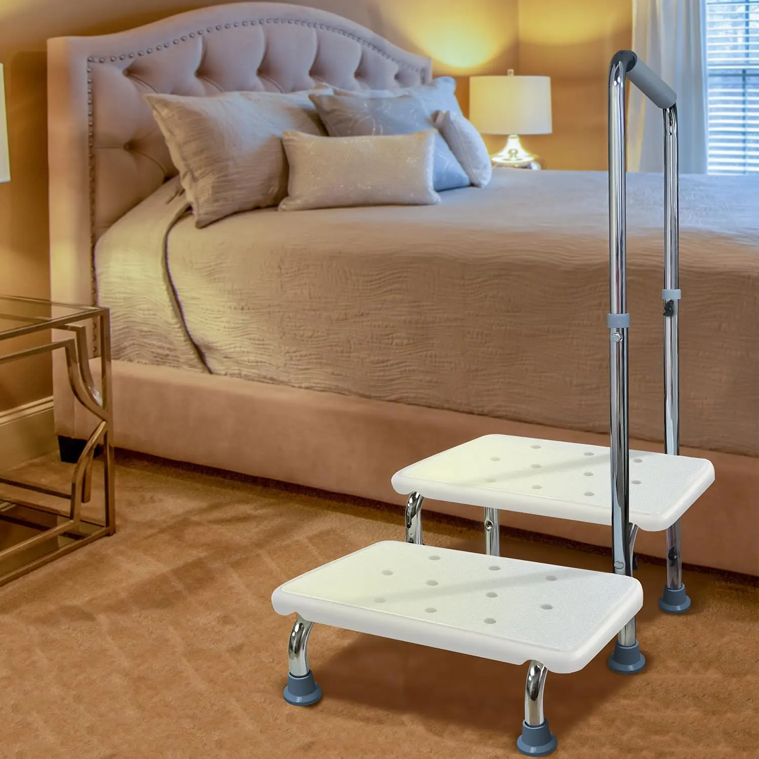 Heavy Duty 2-Step Stool with Handle and Non-Slip Platform for Adults and Seniors, Supports up to 350 lbs