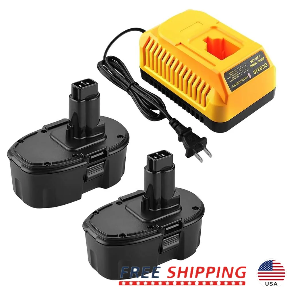 2 Pack 18V Replacement Dewalt Battery Dewalt Charger 18-Volt Cordless Power Tools High Capacity CE Certified Compatible with