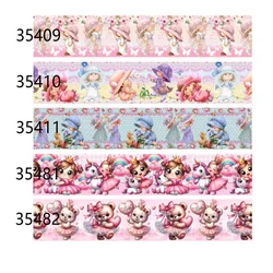 Vantine's Girl Cartoon Printed Grosgrain Ribbon for Hairbows DIY Handmade Decoration Materials 5Yards