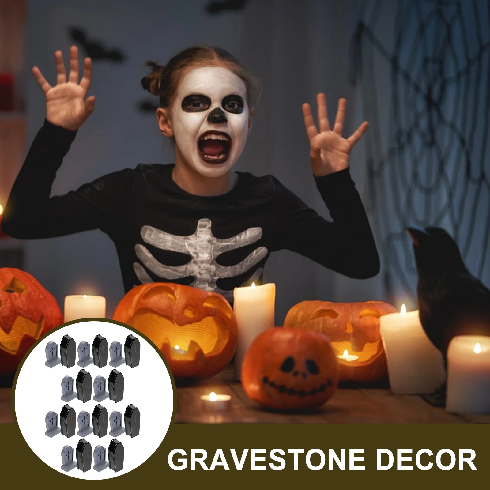 ミニ棺ハロウィーンの墓石、墓石の形の装飾品、教会のレイアウトのおもちゃ