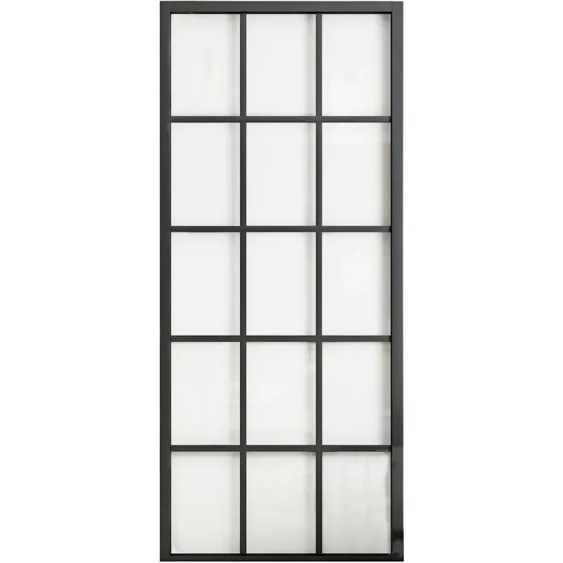 Frame Sliding Barn Door Panel Interior Clear Tempered Glass Partition Door Panel Disassembled,Suitable for Various Rooms