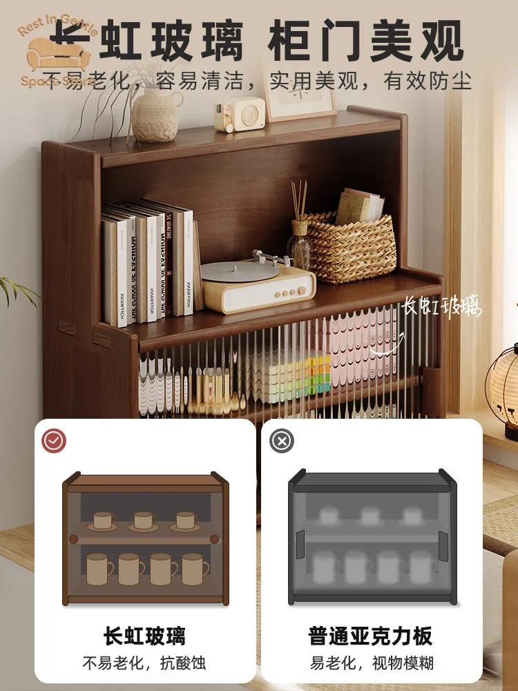 Solid wood bay window cabinet storage locker household balcony renovation window sill antique bookshelf Japanese dust-proof