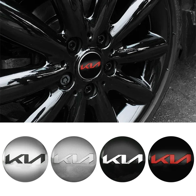 4pcs Car Wheel Center Cover Stickers Hub Cap Accessories For EV6 Sorento Niro Stinger Ceed Carnival K5 K9 Soul Carens VQ Cad