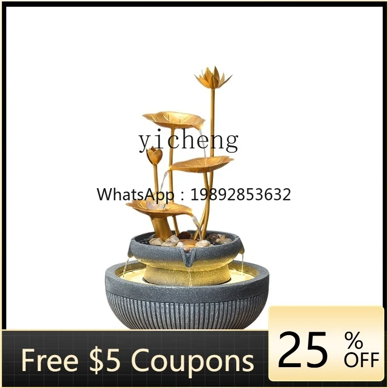 

ZZTQH home decoration water ornaments lotus wrought iron water feature housewarming circulating water floor humidifier