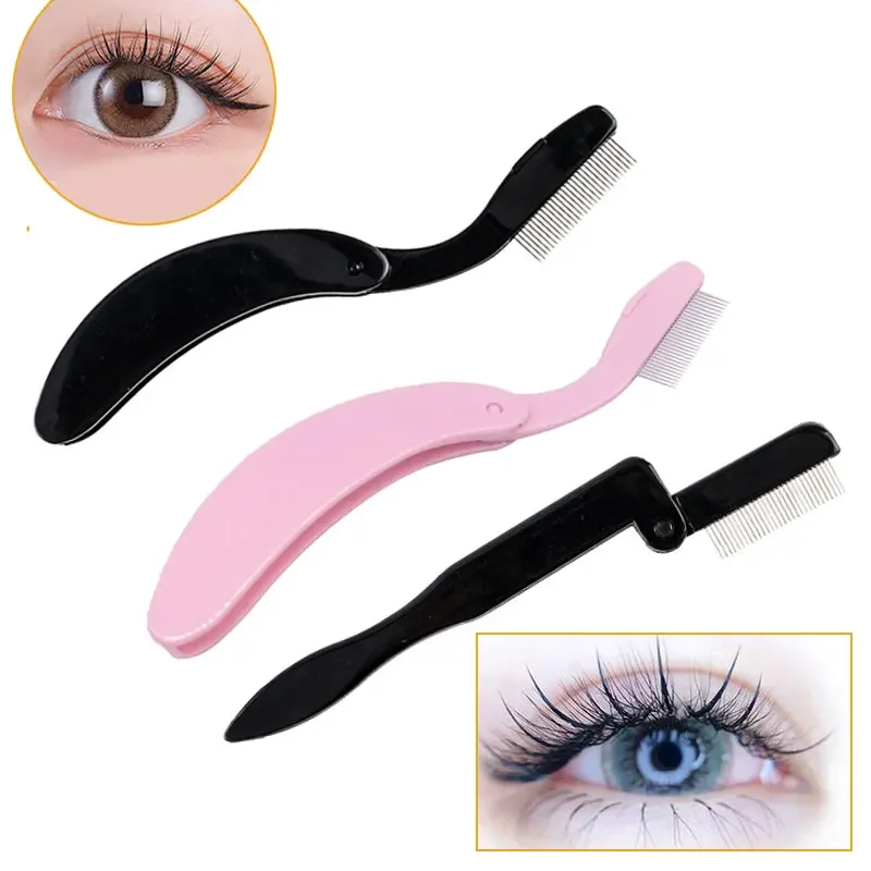 Foldable Mini Eyebrow Eyelash Comb with Metal Teeth Separator Mascara Brush Curl Extension Lashes Beauty Makeup Mascara Tool