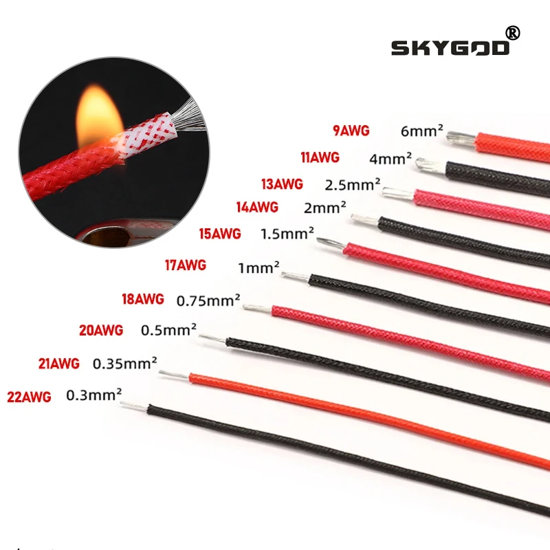 

Silicone Copper Wire Sq 0.3mm ~ 6mm Fiberglass Braided High Temperature Insulation Warm Floor Heat Element Heat Resistant Cables