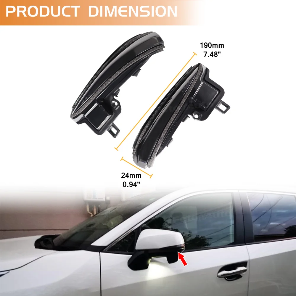 LED Dynamic Turn Signal Sequence Side Mirror Light per Toyota Alphard Vellfire AH30 Tacoma 16-20 RAV4 2019 -2023 Highlander