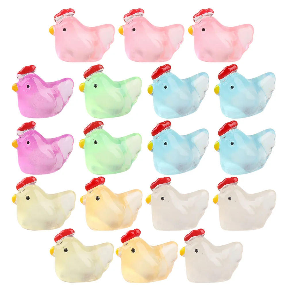 20 قطعة من حلي الدجاج الصغيرة المضيئة تتوهج في الراتنج الداكن زينة الدجاج الصغيرة للمنزل والمكتب والحديقة #4