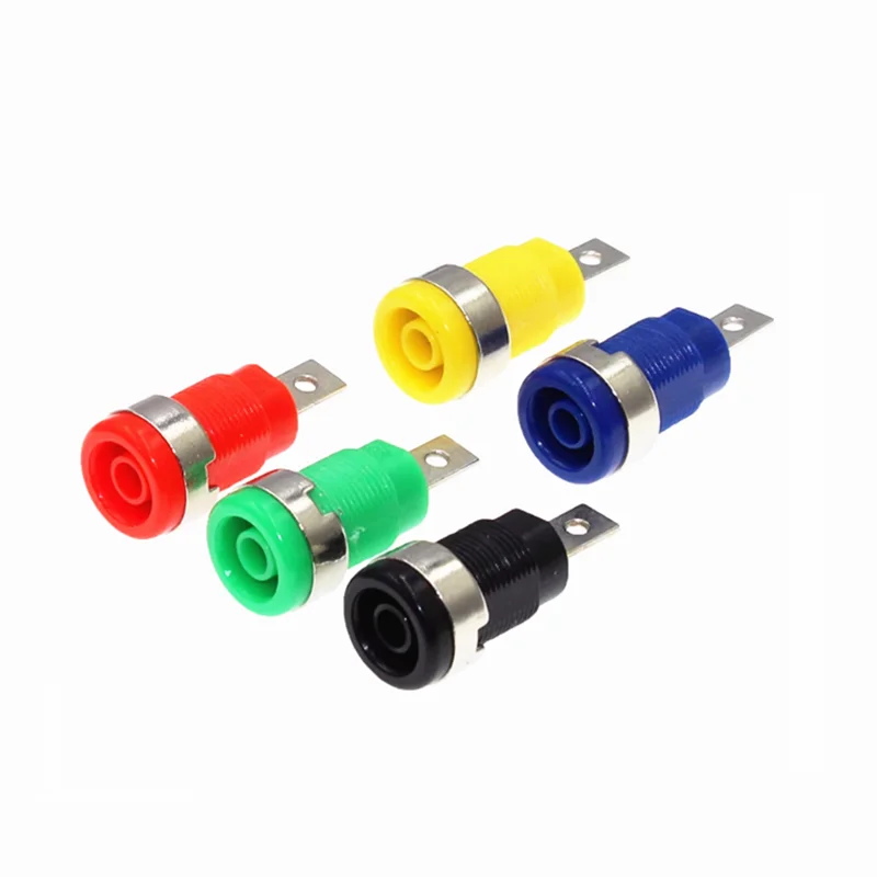 5pcs Insulated Safety 32A 4MM Banana Terminal 5 Colors Female Jack Panel Mount Socket Binding Post Wire Connector