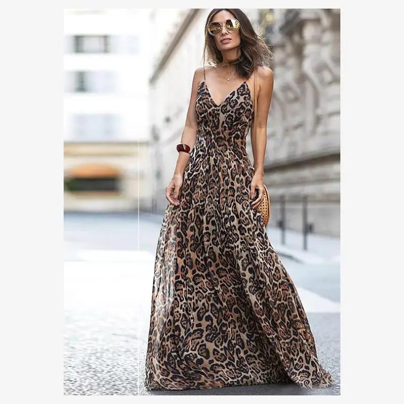 Ele レオパード柄 Vネックストラップ付き ドクターロング レディース ファッション 新入荷 Ebayより Ele ロングドクターストラップ付き