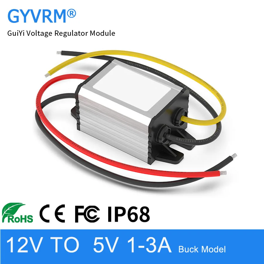 GYVRM New Size 12V to 5V Converter DC-DC Step Down 8V 12V 18V 20V to 5V 1A 2A 3A IP68 Waterproof Model