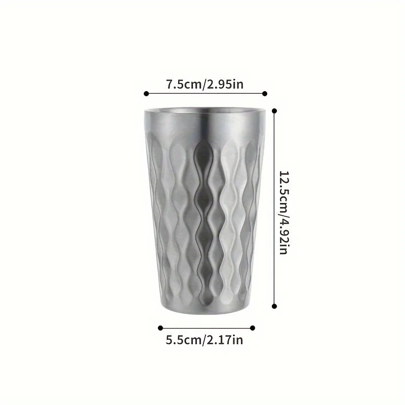 1PC 350ml Beer Mug Stainless Steel Wave Pattern Tumbler Metal Coffee Cups Bar Kitchen Drinkware Travel Water Cup