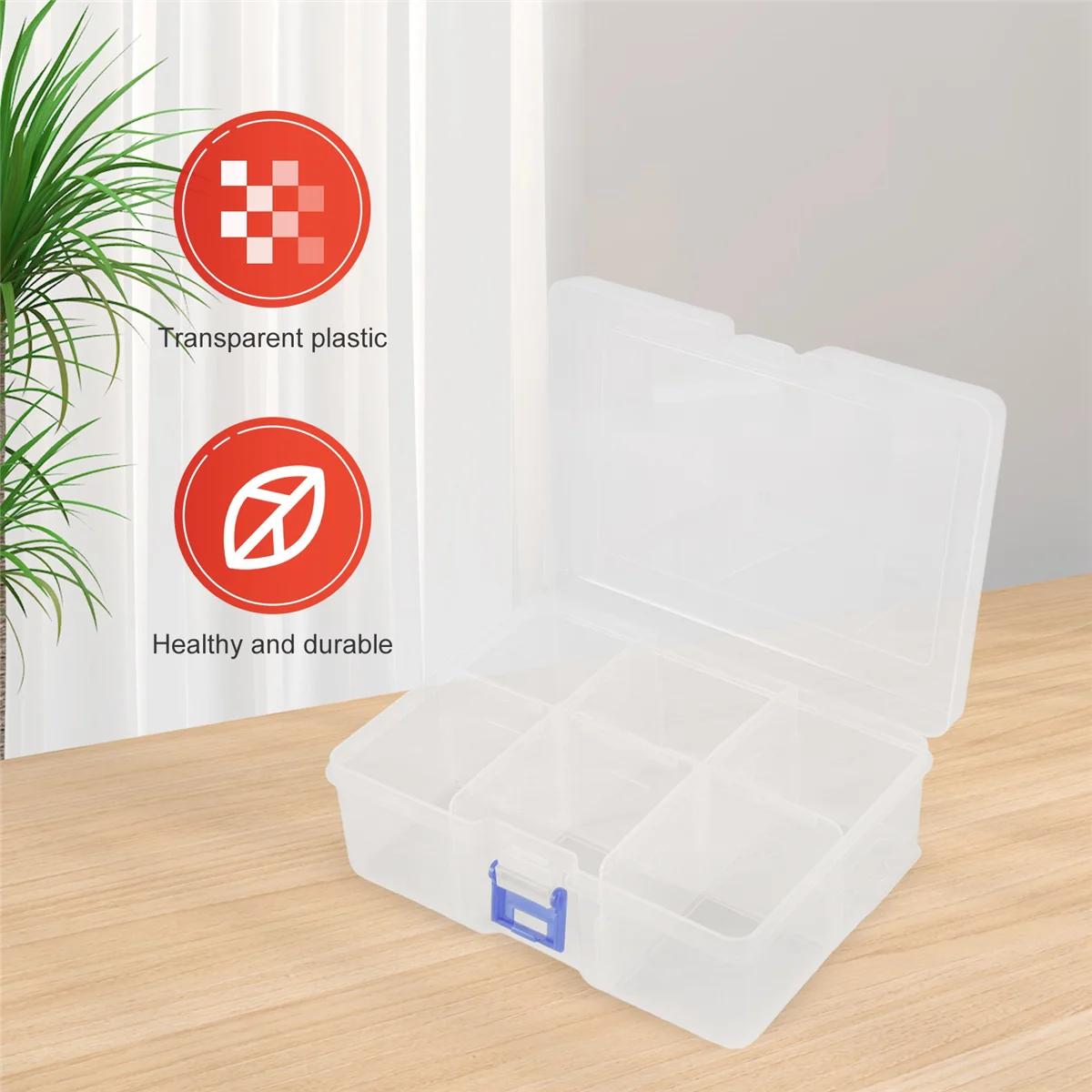 Caixa De Armazenamento De Plástico Removível para Jóias, Recipiente Organizador de Brinco e Ferramentas, 6 PCs