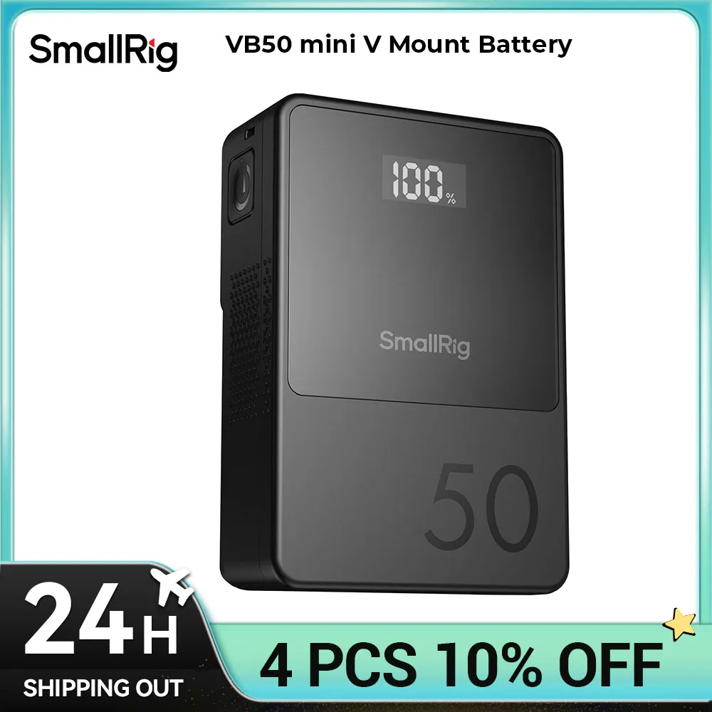 SmallRig VB50 Battery V Mount, 3400mAh Portable V Lock Battery for Travel/Camera/Smartphone 45W Quick Charge with USB-C Port