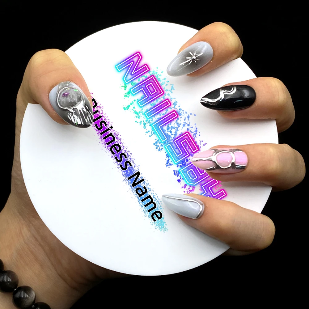 1 Pc Nail Artist Photo Props Display Personalized With Name White Acrylic Nails By Salon Social Media Photo Shows Customized