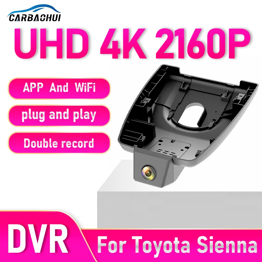 

Видеорегистратор 4K WiFi для Toyota Sienna 2021-2025 (XL40), ночное видение и управление через приложение, автомобильный видеорегистратор HD, видеорегистратор для Sienna