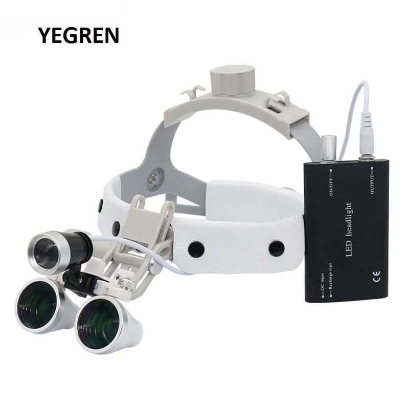 

2.5X 3.5X Helmet Dental Loupes Binocular Magnifying Glass with Rechargeable LED Spotlight Headband Dentist Surgical Loupe