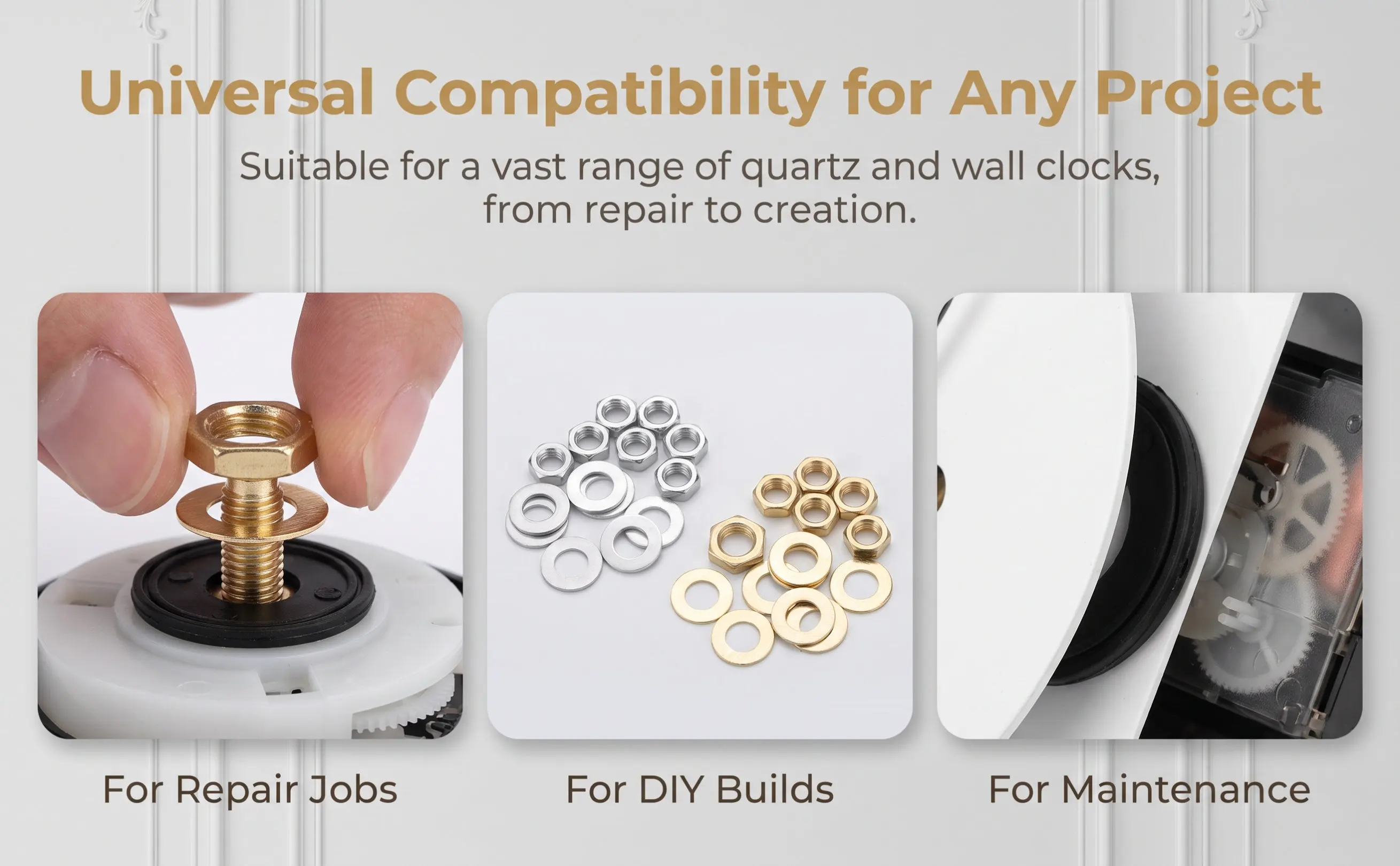 20Sets Clock Repair Accessories Kit Wall Clock Replacement Parts High Elasticity Washers Nuts Gaskets for DIY