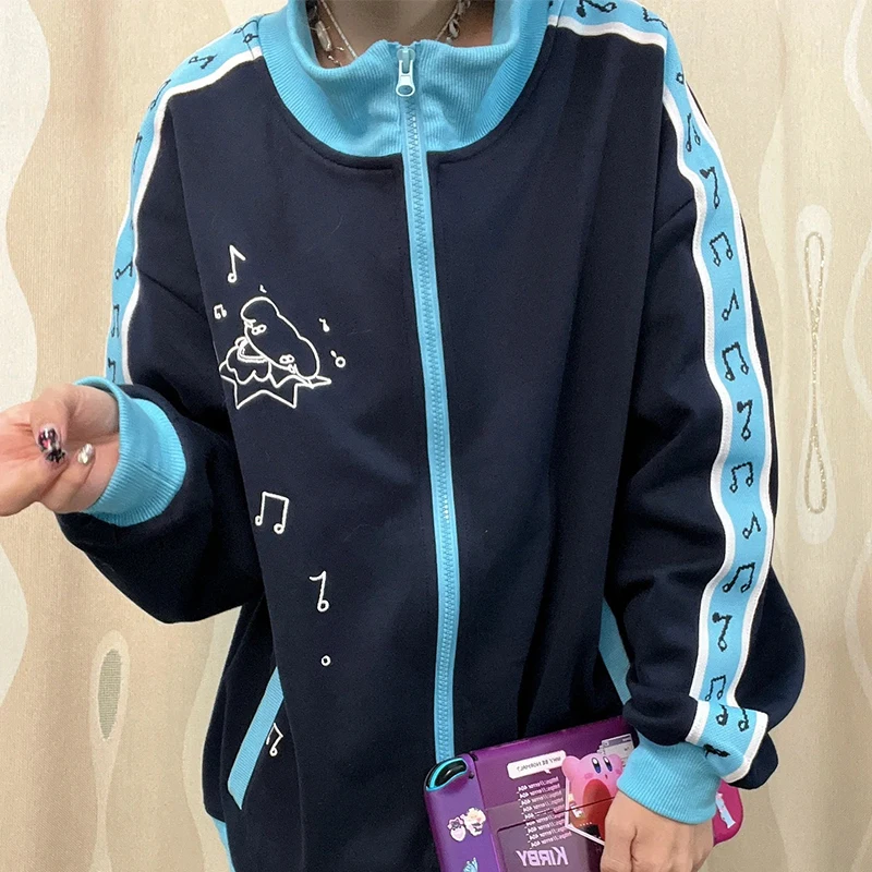 Y2K women clothing stitch Zipper Hoodie Female Autumn Winter 2024 Fleece Subculture Coat Harajuku Kawaii Casaul New Loose Jacket