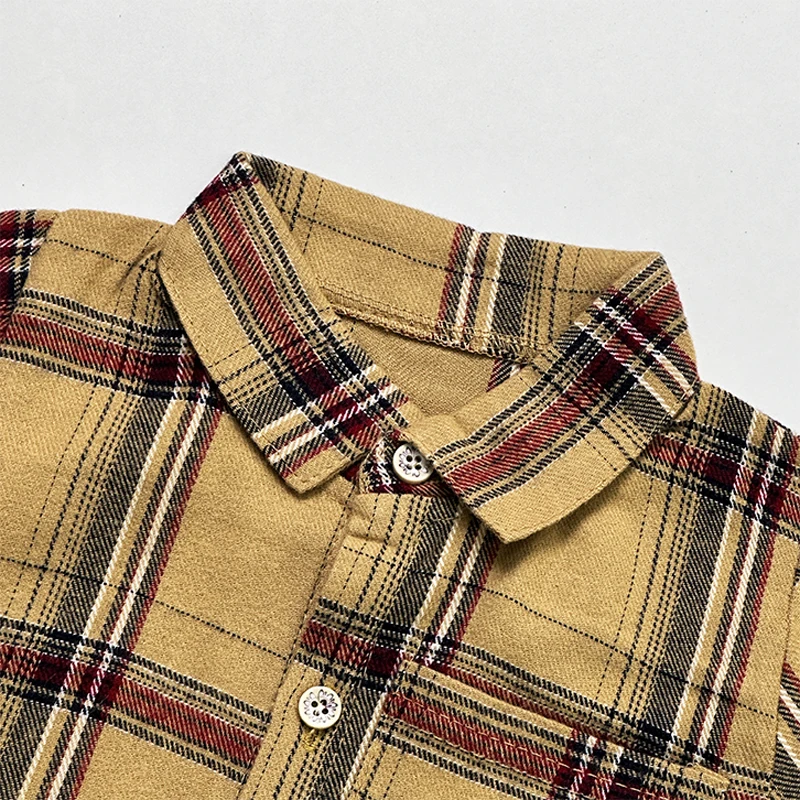 Baby boy clothes suits handsome plaid kids boys long-sleeved lapel shirt + denim trousers 2-piece set