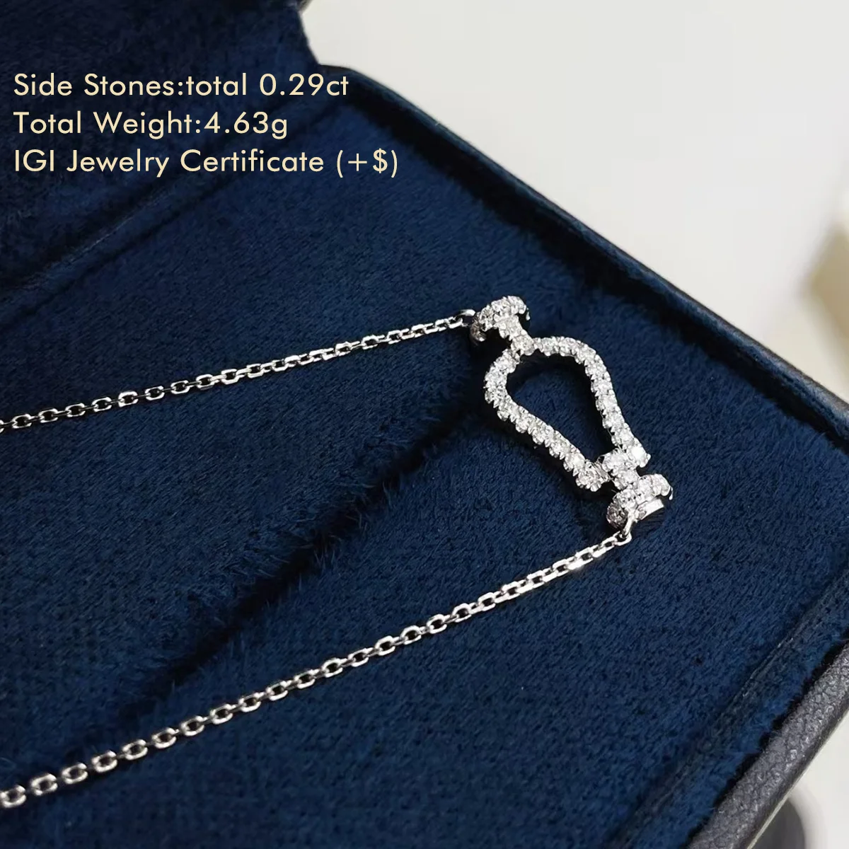 PT950 على شكل دائري مختبر نمت الماس قلادة قلادة مجموع 0.29CT مختبر الماس حدوة الحصان قلادة هدية للذكرى السنوية للزوجة #2