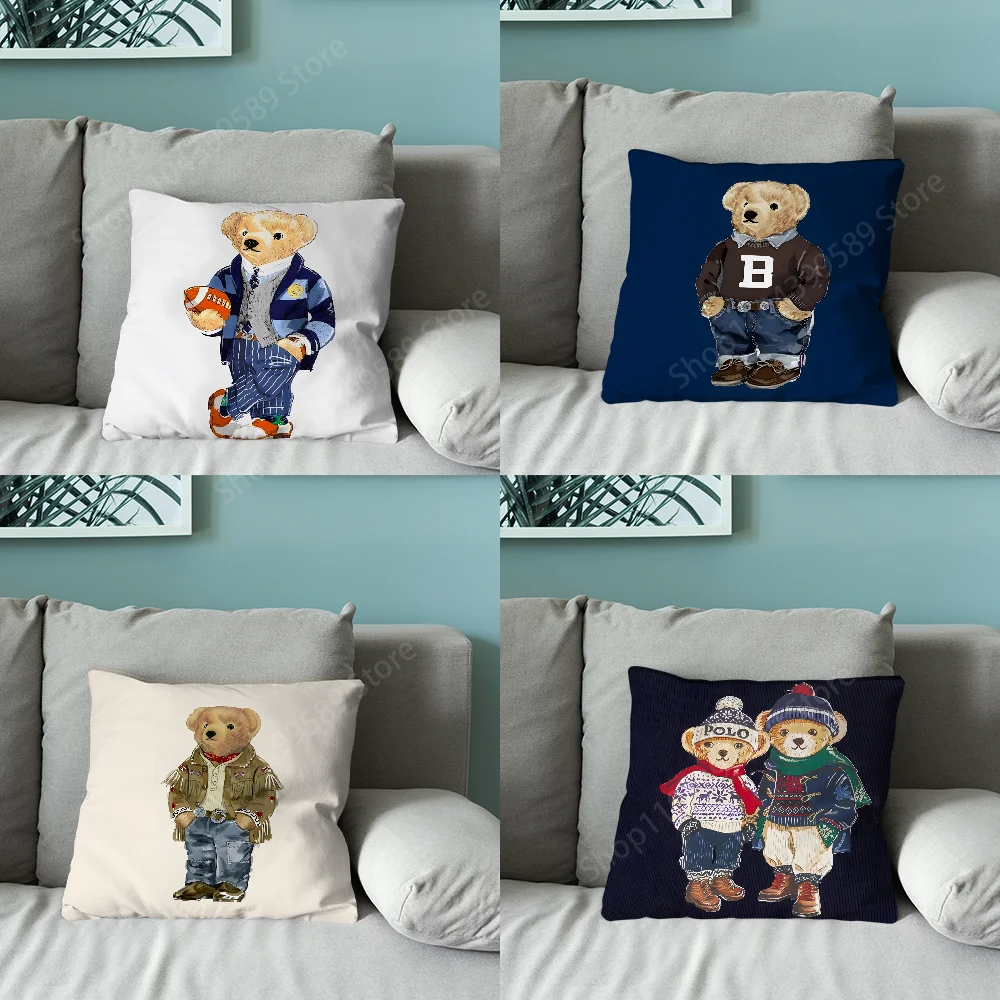 Cool P-Polo B-BearS Pillow Case Pillow Case Soft Cushion Cases for Farmhouse Sofa Decor Home Decorations and Protector