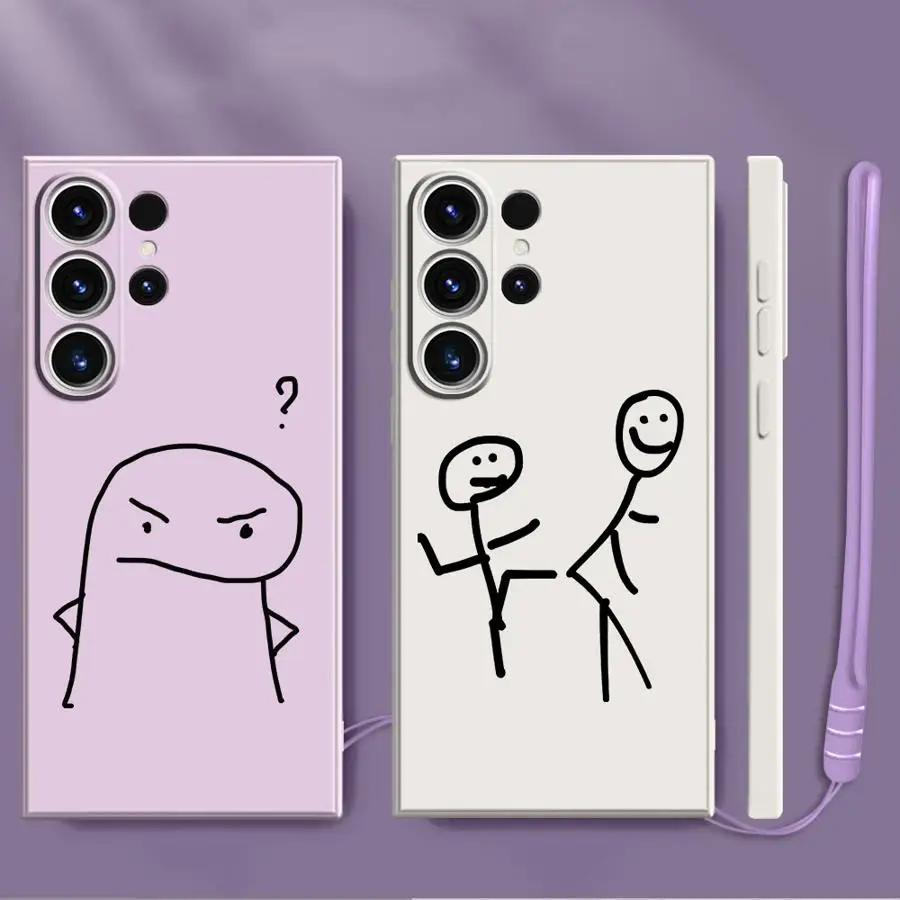 Simple Stick Figure Soft Cover Case for Samsung Galaxy S23 S20 S22 Ultra S21 Plus S24 FE S25 Edge Note 20 10 Ultra 
