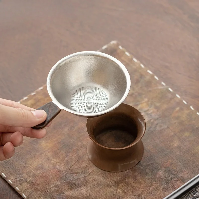 Pure Titanium Tea Separator Infusor Retro Tea Strainer Dispenser Soaking Tea Filter Chinese Set Accessories Ornaments