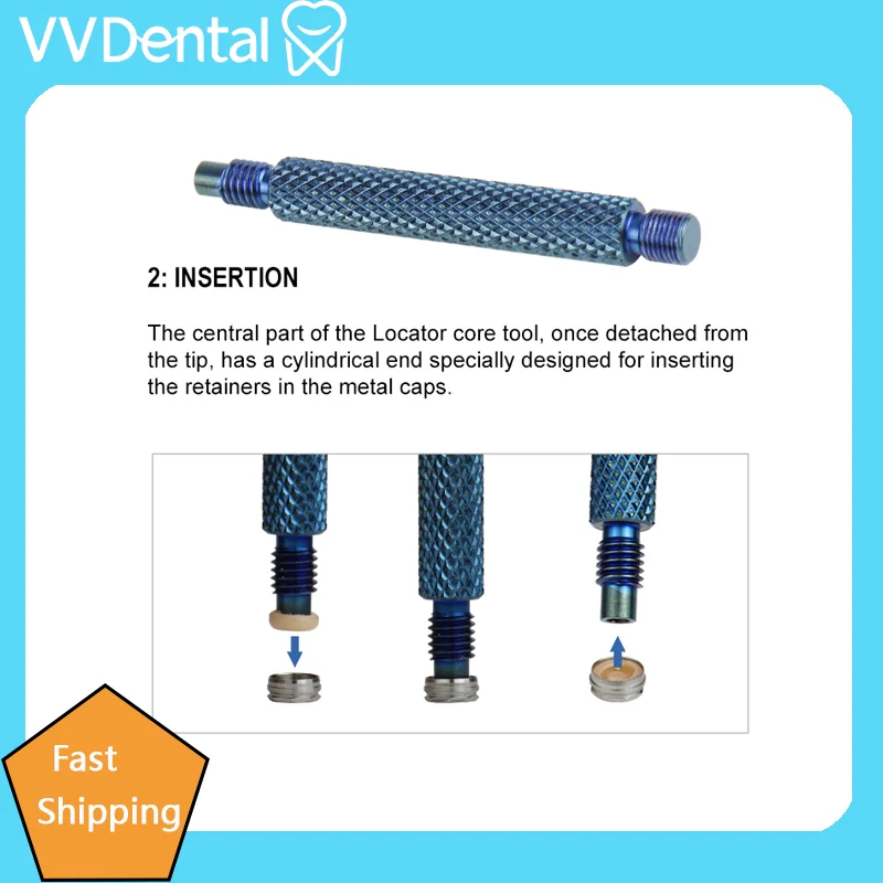 VVDental Universal Implant Retention Caps Tool for Insertion & Extraction Core Locator Dental Screwdriver for Implant/Removal/In