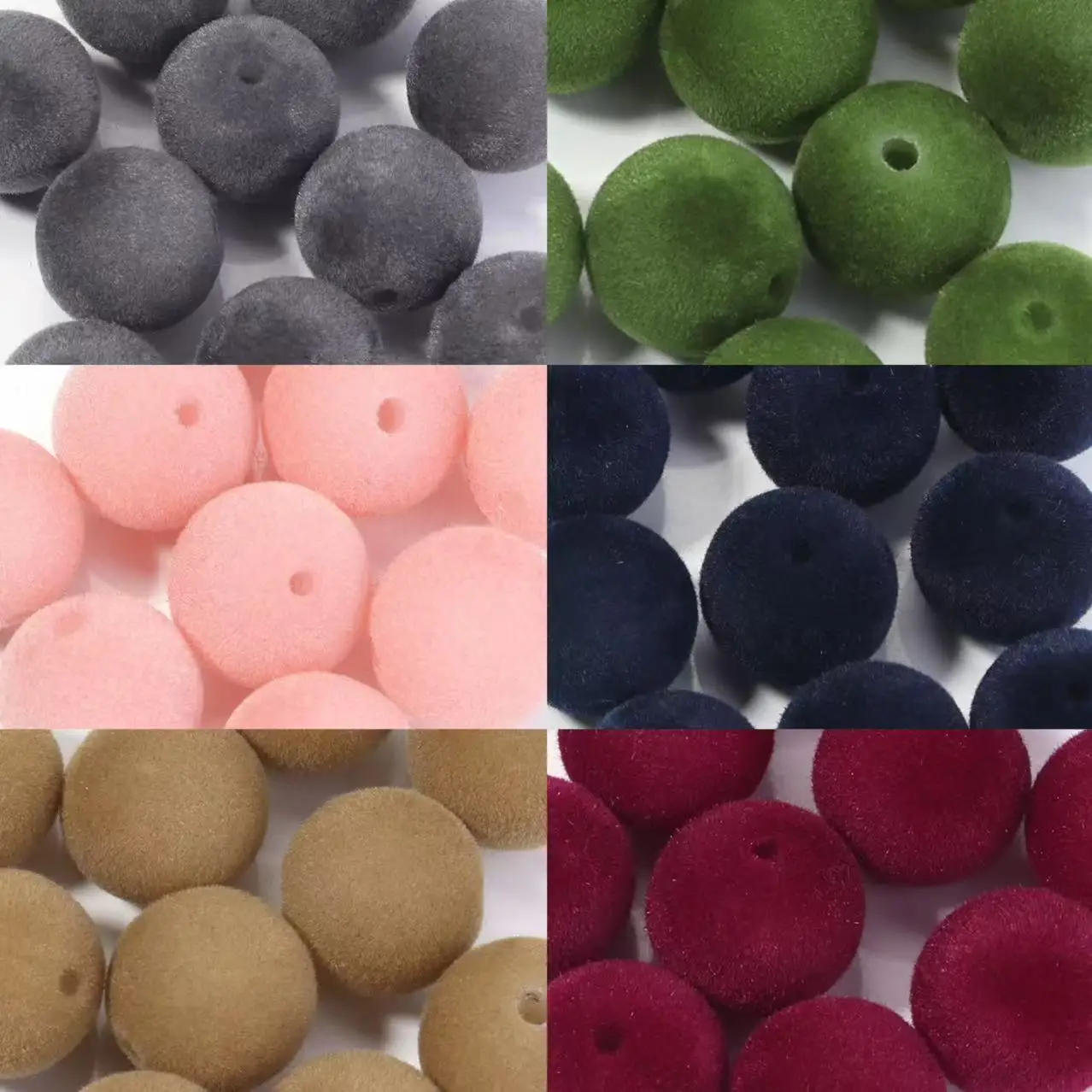 10 Teile/los 16mm Bunte Beflockung Acryl Perlen Runde Samt Perlen Lose Spacer Perlen Für Schmuck Machen DIY Schlüsselbund handwerk