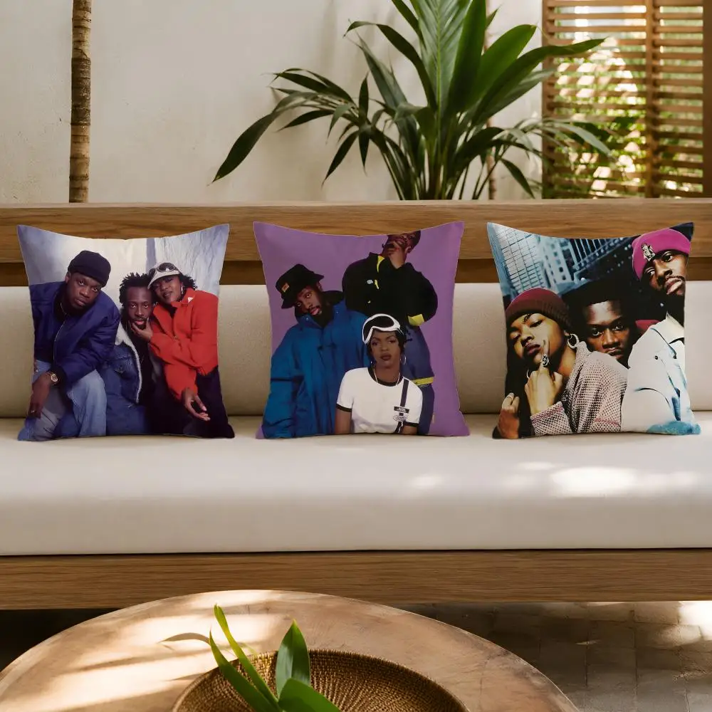 Hip-hop Group F-Fugees Cushion Cover Double-Sided Plush Sofa Pillow Case Organic Breathable Invisible Zipper