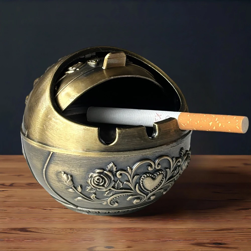 Neue Retro Aschenbecher Mit Deckel Kreative Metall Haushalt Aschenbecher Hause Dekoration Anti-fliegen Asche Anti-rauch Aschenbecher Hause dekoration – Detail 2