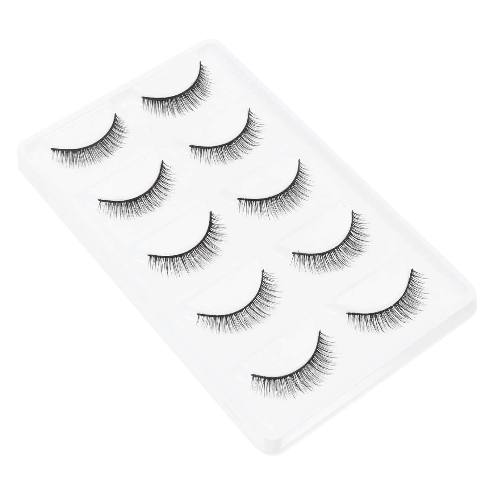 5Pairs False Eyelash Natural Look 3D Manmade Fiber Reusable Thick Eyelashes for Daily Party Makeup Fake Lashes Extension