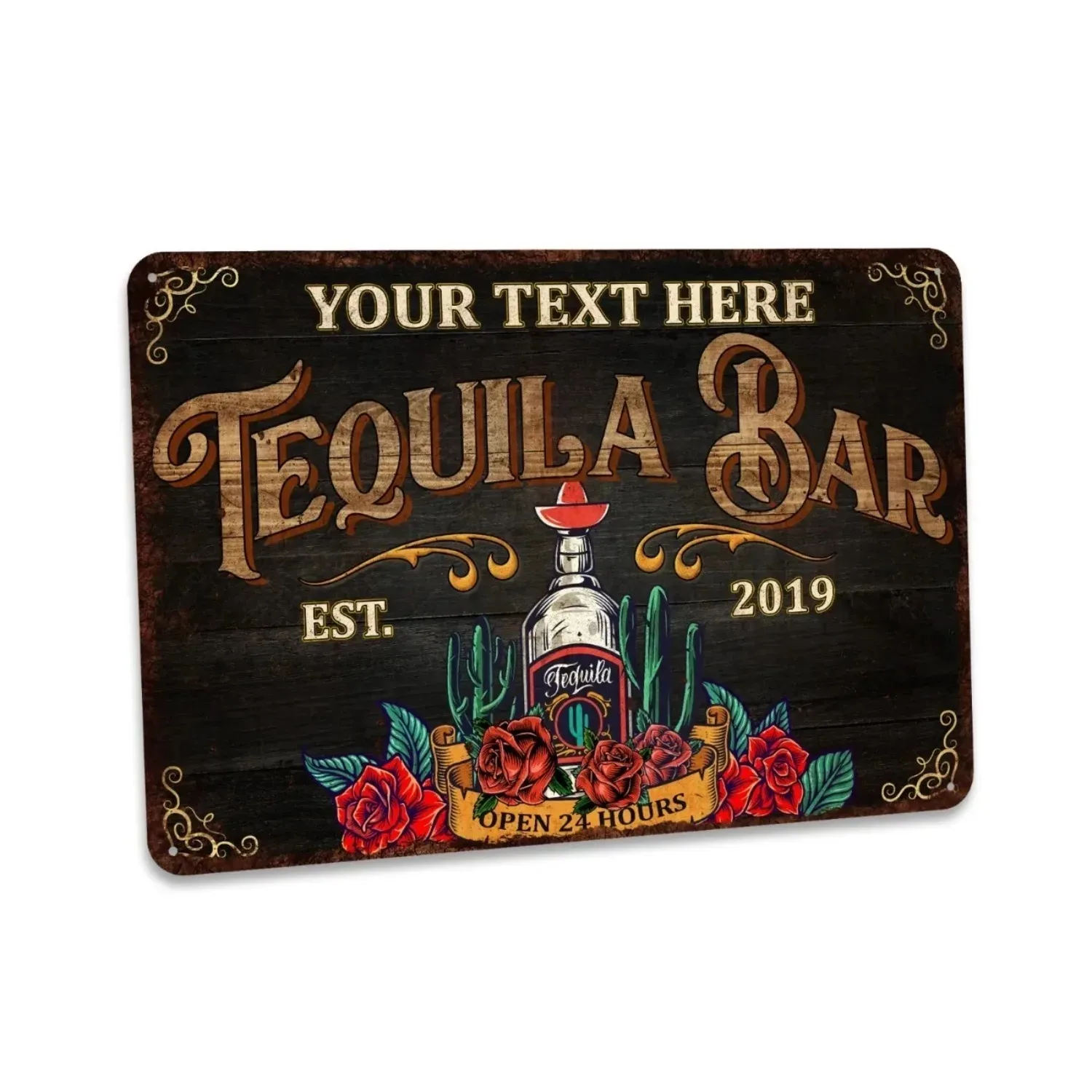 CIFbuy Personalized Tequila Cantina Metal Wall Sign Waterproof Dustproof Custom Home Bar Decor (Only Decoration)