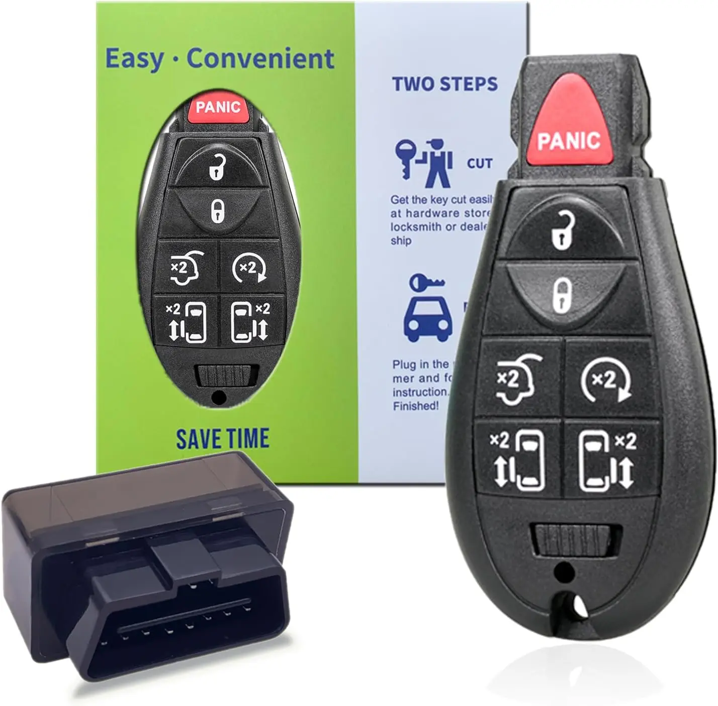 OBD Set for Jeep Dodge Chrysler 6 Keys Semi-Smart Key 433 MHz with Electronic Chip M3N5WY783X IYZ-C01C