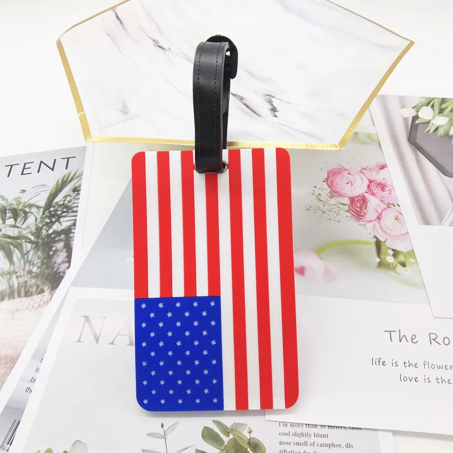 1 Piece US FLag PVC Luggage Tag High Quality Travel Accessories Baggage Tag Boarding Tag Name ID Labels