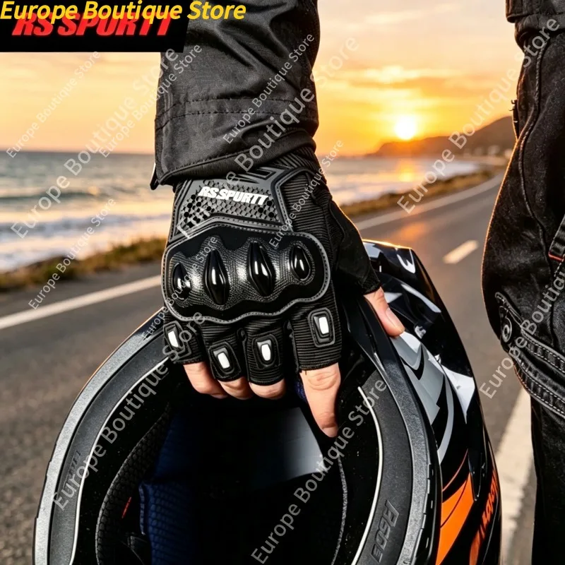 Motorbike Bicycle Riding Half Finger Motorcycle Gloves Summer Breathable Shockproof Anti Slip For Men Women Protective